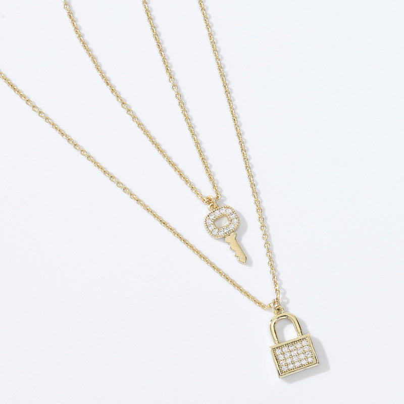 Wholesale Golden Water Wave Chain Geometric Moon Multi-layer Stacking Necklace