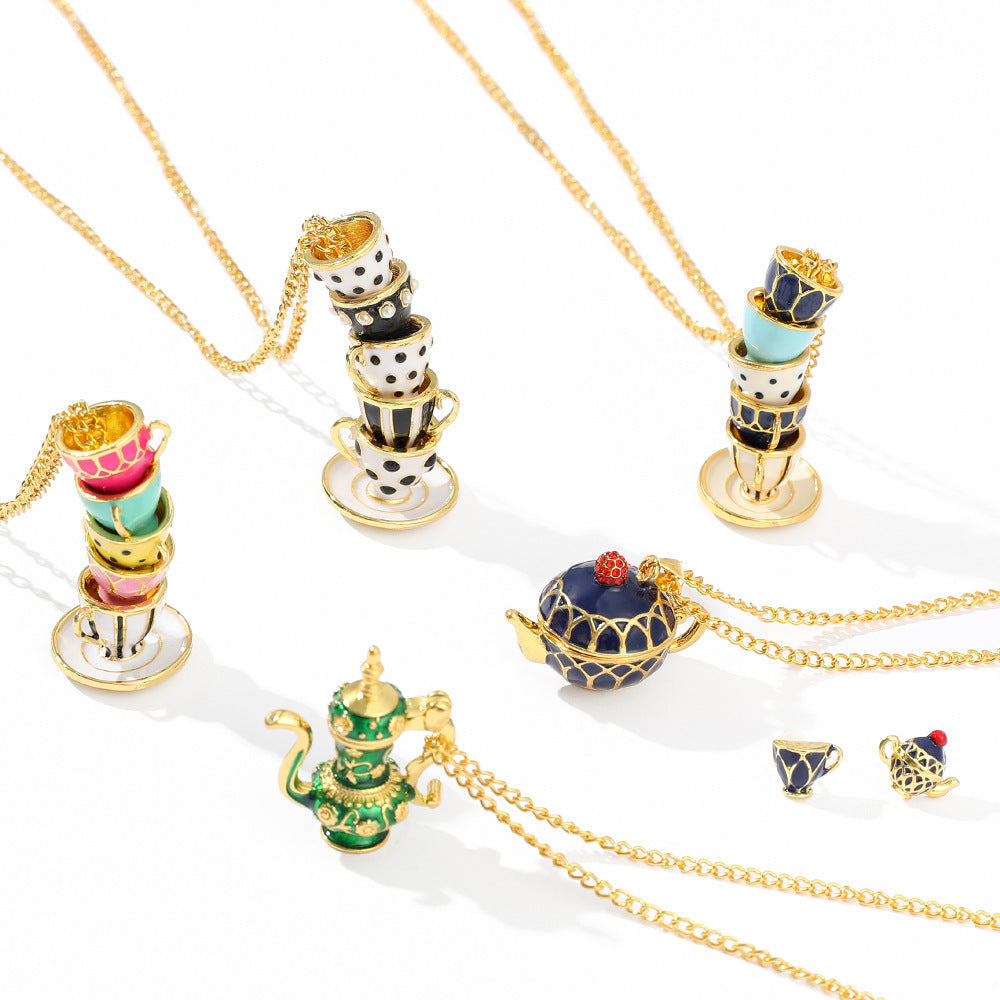 Wholesale Enamel Teacup Alloy Necklaces
