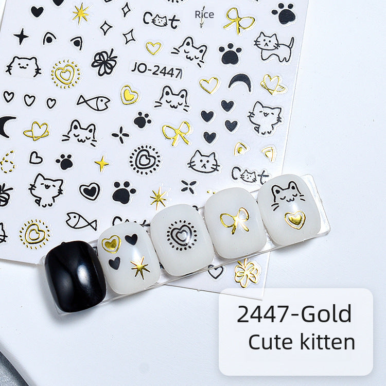 Wholesale New style nail stickers sweet cool kitten online celebrity same style Cute graffiti style kitten curly dog rabbit nail art