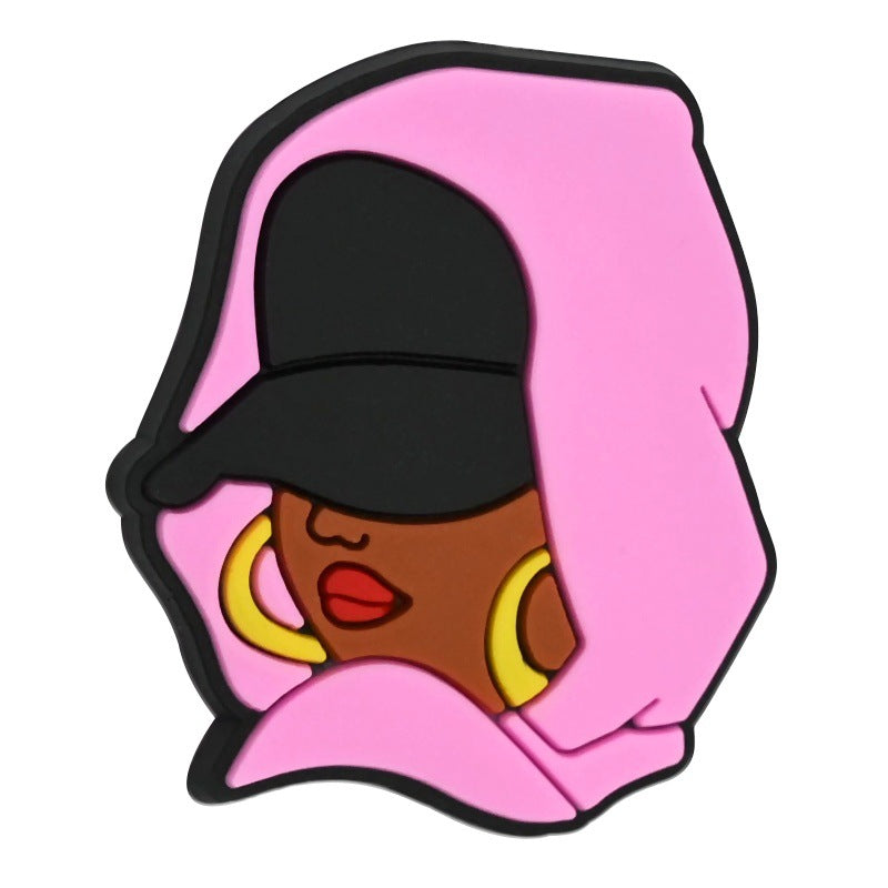 Wholesale Random 100pcs Black Girl Beaded PVC Soft Rubber Beads Focal Beads