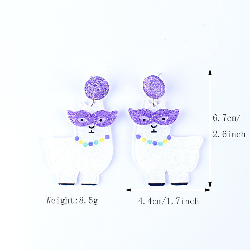 Wholesale Carnival earrings purple green yellow five-pointed star Crown Clown mask lobster earrings