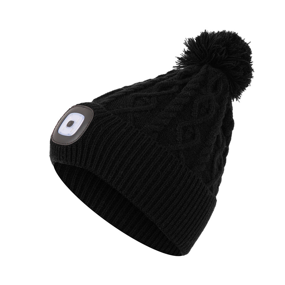 Wholesale Wool Cap LED Luminous USB Charging Wool Ball Knitted Cap
