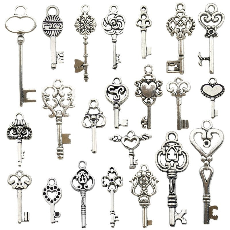 Wholesale Clover Love Small Key Alloy Handmade Beaded Necklace Bracelet Pendant