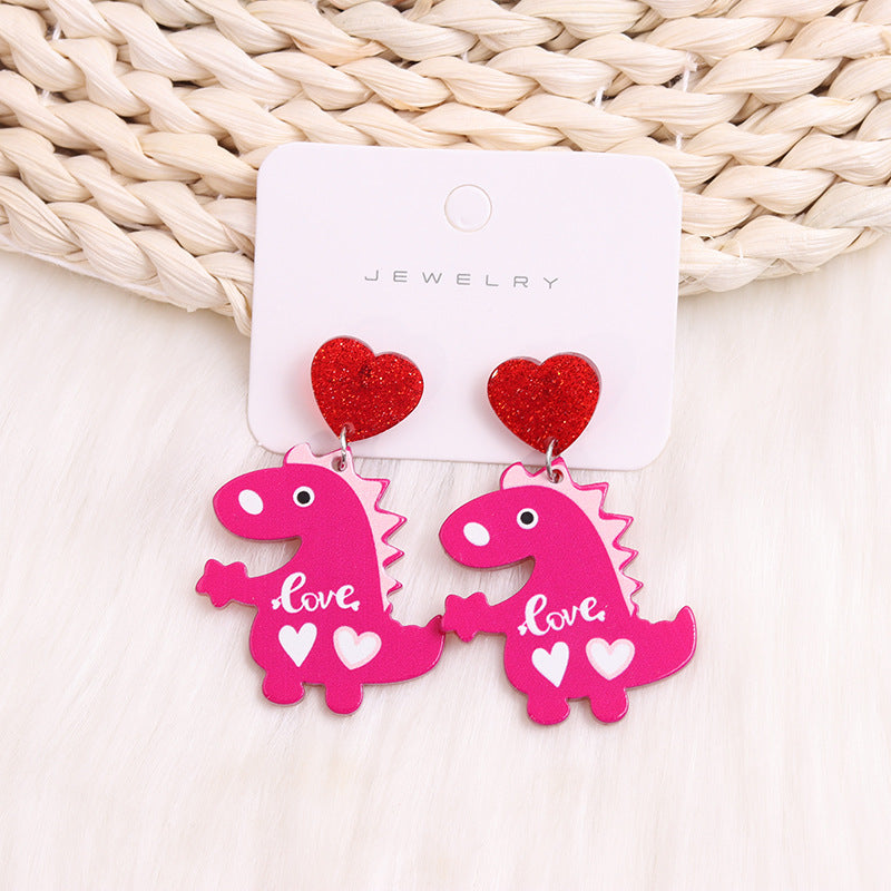Wholesale Dinosaur Love Acrylic Earrings