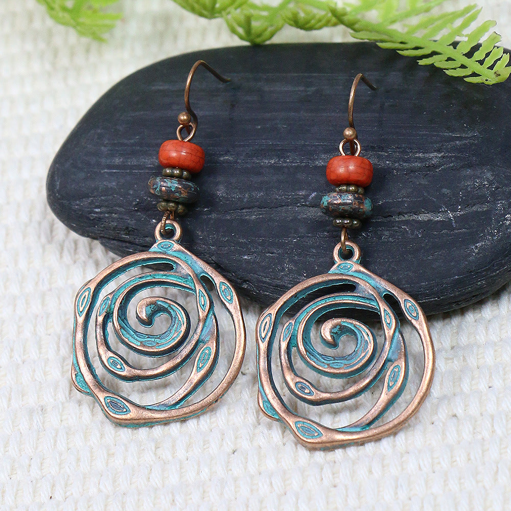 Wholesale Popular Retro Bohemian Geometric Alloy Exaggerated Earrings