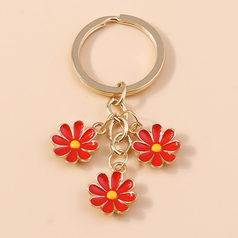 Wholesale Daisy Metal Keychain Flower Accessories Pendant