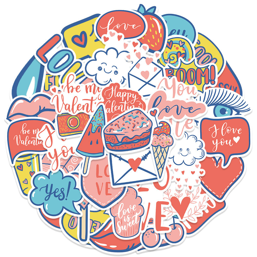 Wholesale  50pcs Valentine' s Day Love Cartoon  Stickers