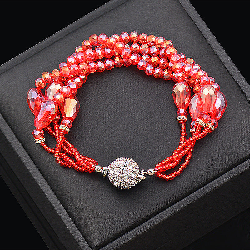 Wholesale Rhinestone Magnetic Clasp Teardrop-shaped Crystal Bracelet Necklace