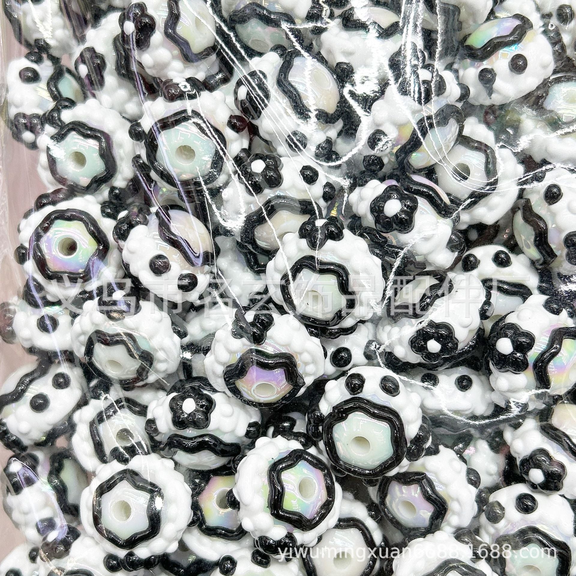 Wholesale 200pcs/pack  Acrylic two-color heavy oil hand-painted beads Acrylic Beads