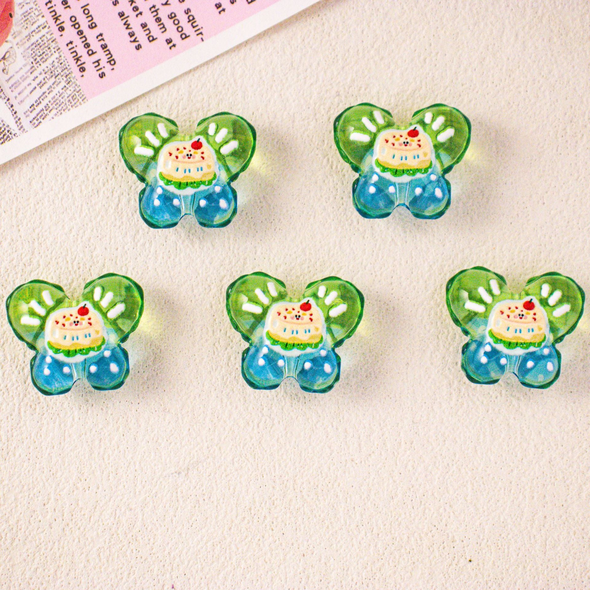 Wholesale 10pcs Cartoon hamburger cake acrylic beads,  semi-transparent beads,  DIY beadable pen accessories OLY Exclusive