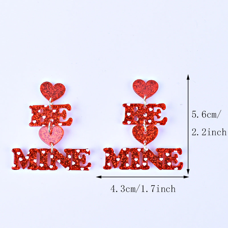 Wholesale Valentine's Day Heart Letter Love Heart Shape Red Pink Earrings