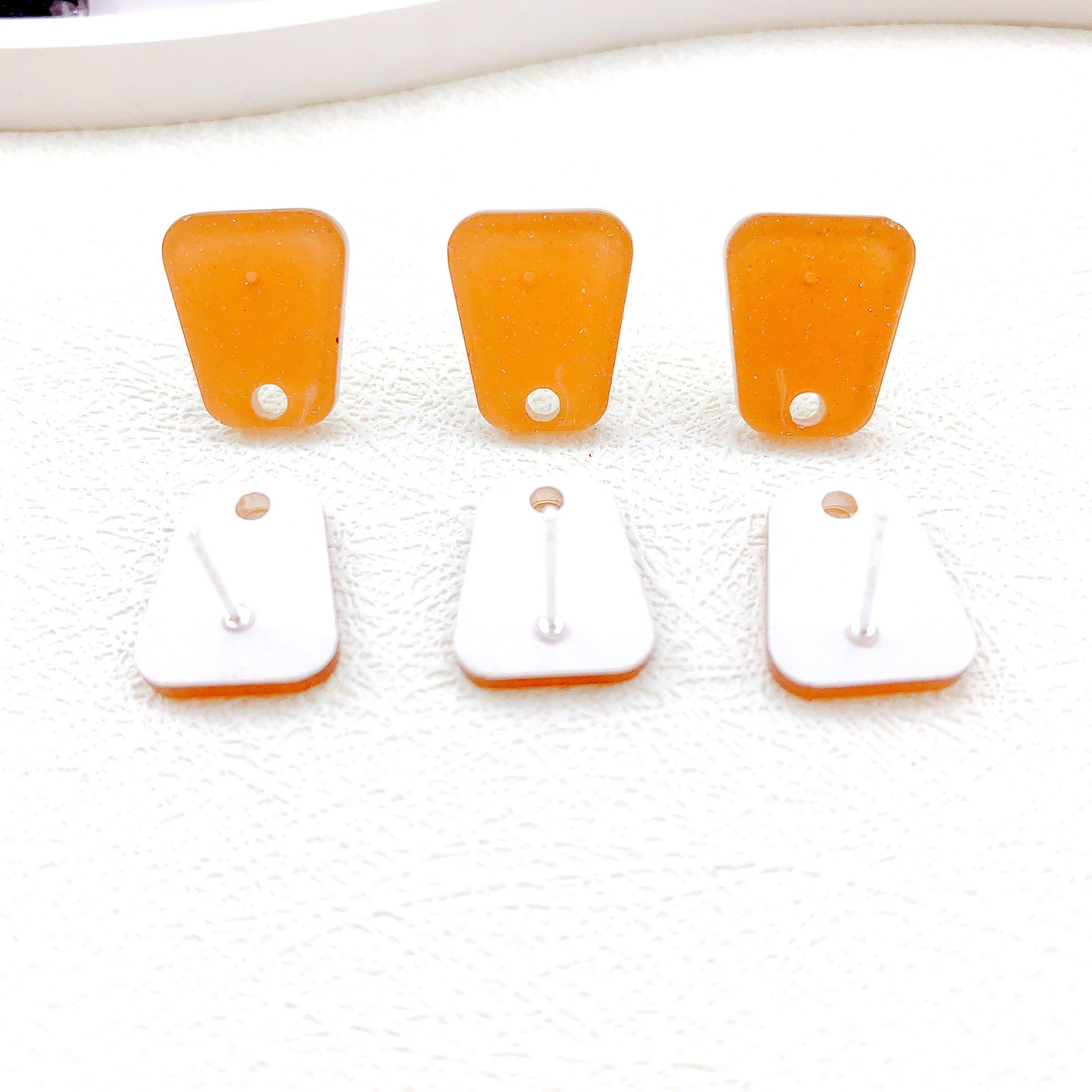 Wholesale 50PCS Handmade DIY Acrylic Fine Glitter Heart Trapezoid Colorful 925 Silver Needle Hole Earrings