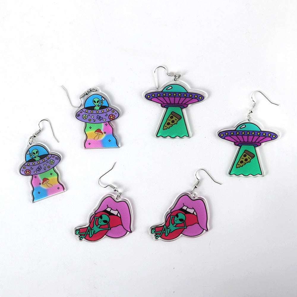 Wholesale Alien Space Series Acrylic Printed Earrings