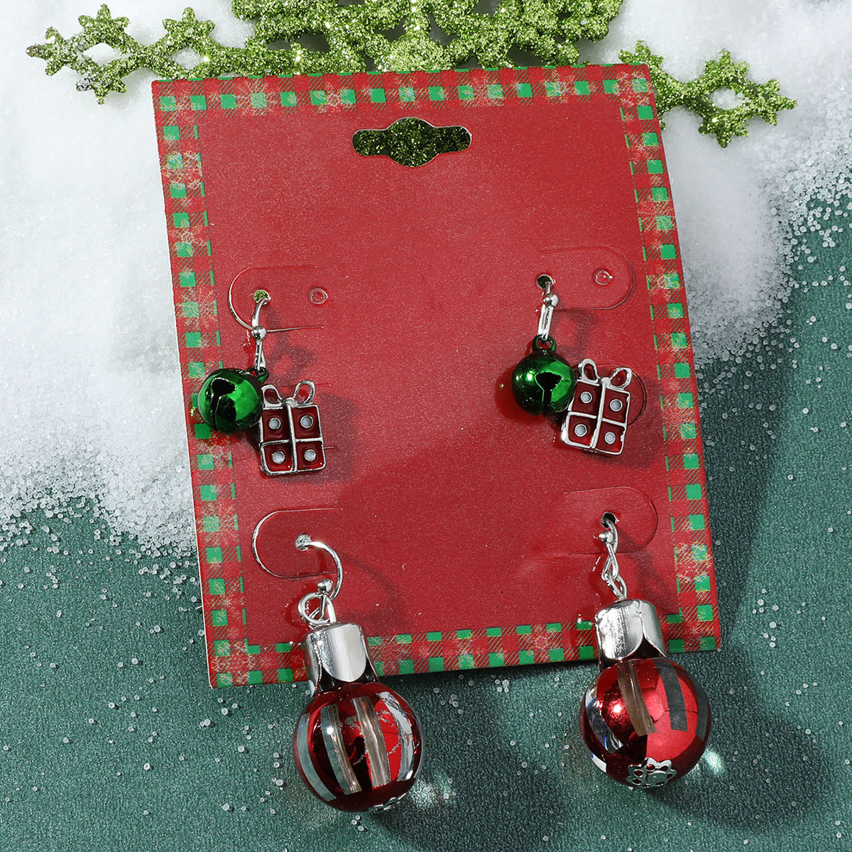 Wholesale Christmas Candy Snowman Earrings Diamond Snowflake Earrings