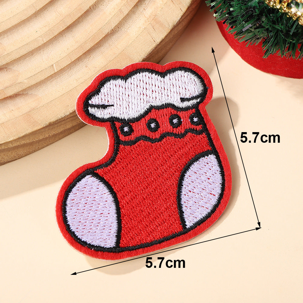 Wholesale Christmas Bow Embroidered Self Adhesive Sticker Patch For Bags Clothing DIY Fashion Accessory Craft Supply