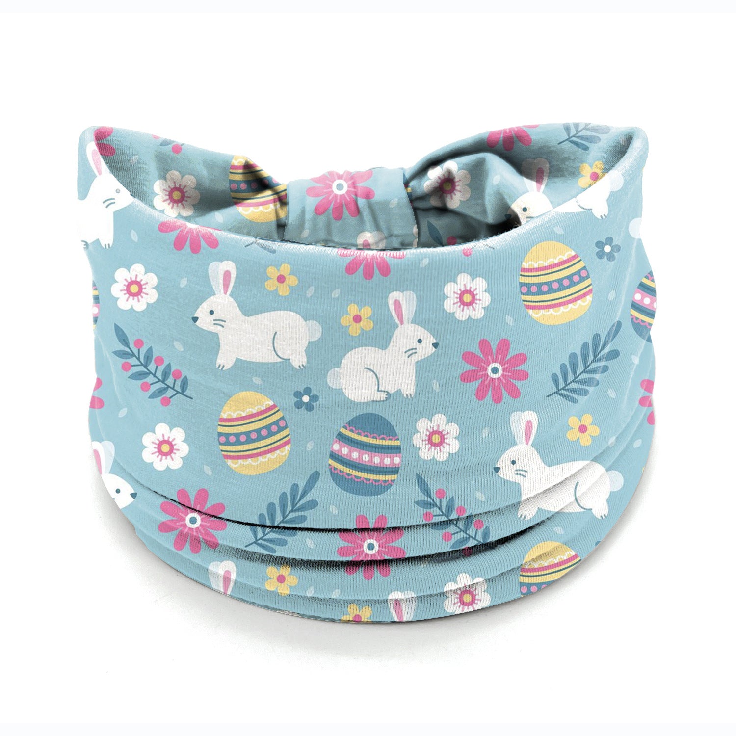 Wholesale Easter egg bunny print elastic wide edge knotted headband