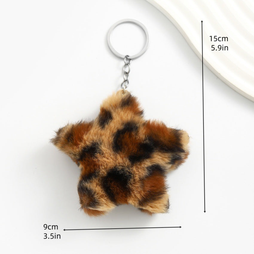 Wholesale Plush Star Keychain Pendant Leopard Print Pentagram