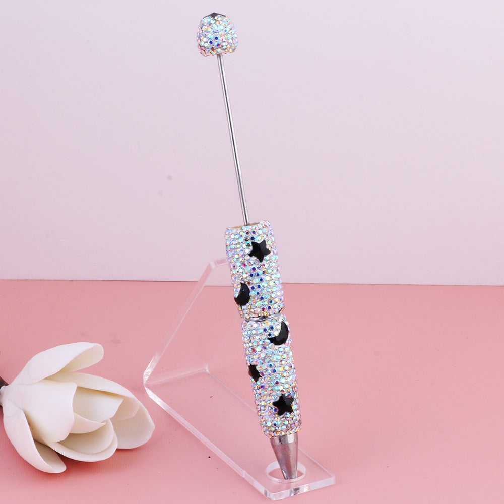 Wholesale  Live Hot Sale Colorful Star Star Moon Zircon Diamond Pen Ceramic Mud Full Diamond Beaded Pen DIY Beaded Accessories
