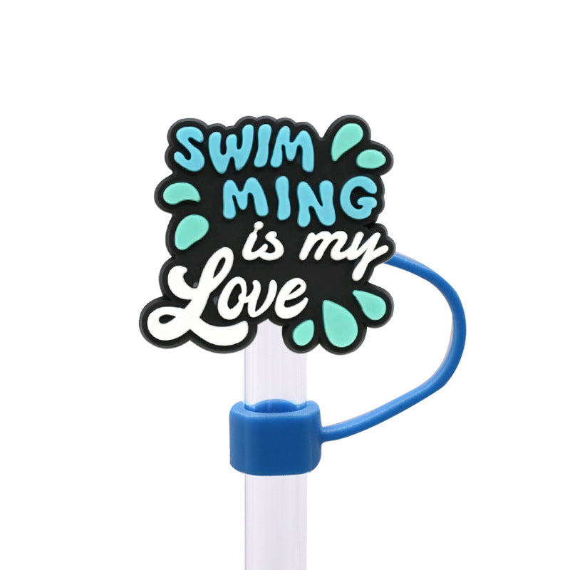 Wholesale Random 100pcs 10MM swimming dust plug straw hat creative DIY cup straw accessories