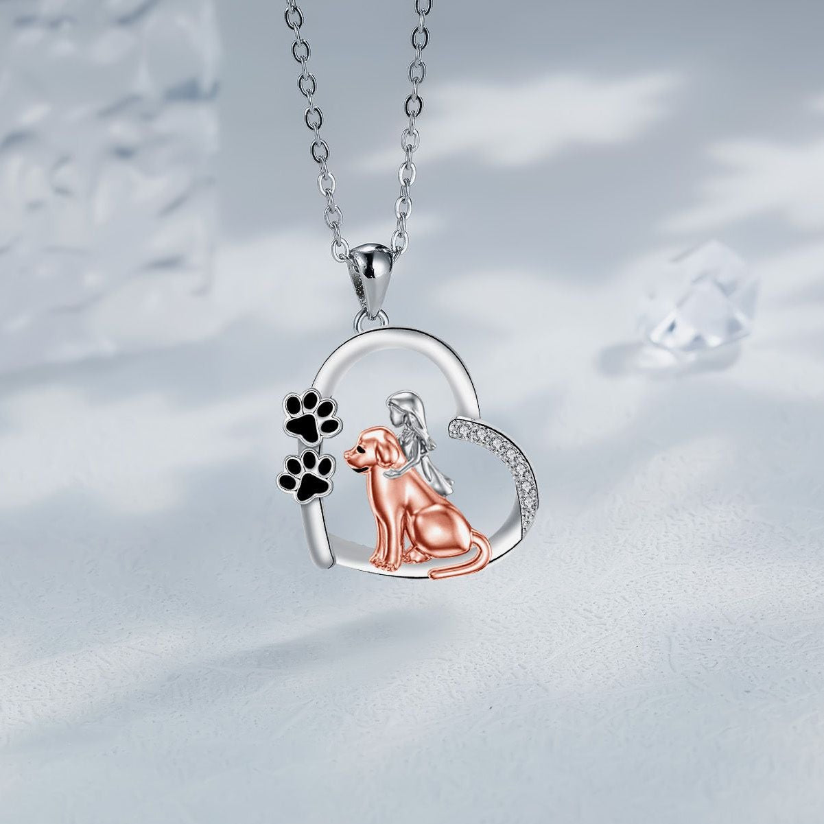 Wholesale Heart-shaped Dog and Girl Necklace