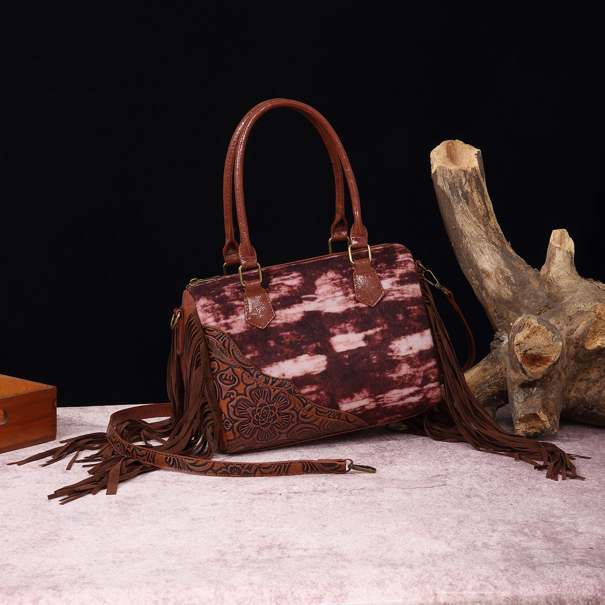 Wholesale Retro Cow Pattern Western Style Handbag Furry Velvet Crossbody Shoulder Bag