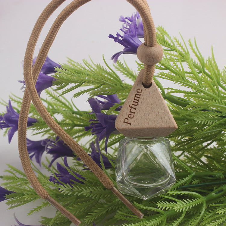 Wholesale 8ML Transparent Glass Triangular Cap Diamond Car Perfume Bottle