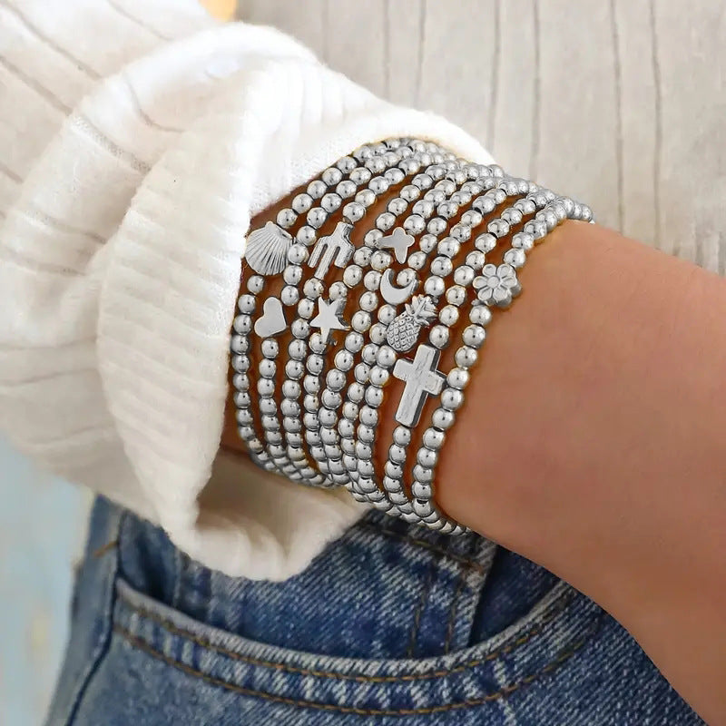 Wholesale Fashionable and Exquisite CCB Cross Shell Beaded Bracelet 9-piece Set