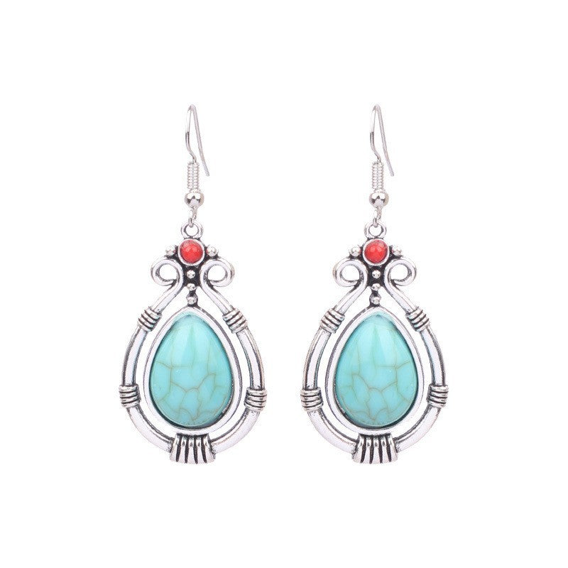 Wholesale Turquoise Bohemian Tassel Geometric Alloy Vintage Earrings