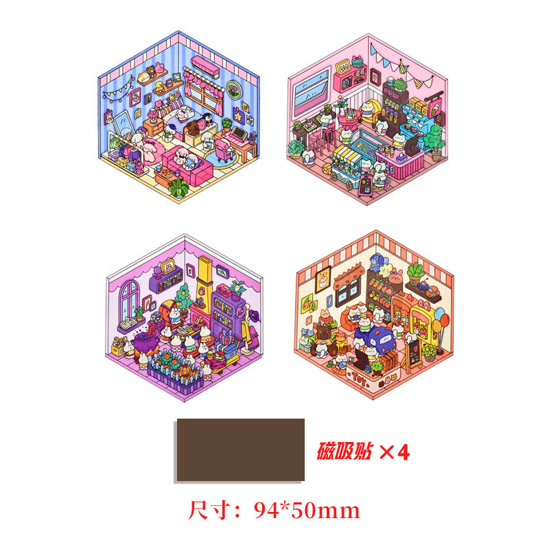 Wholesale decompression miniature scene 2.5D sticker refrigerator magnet