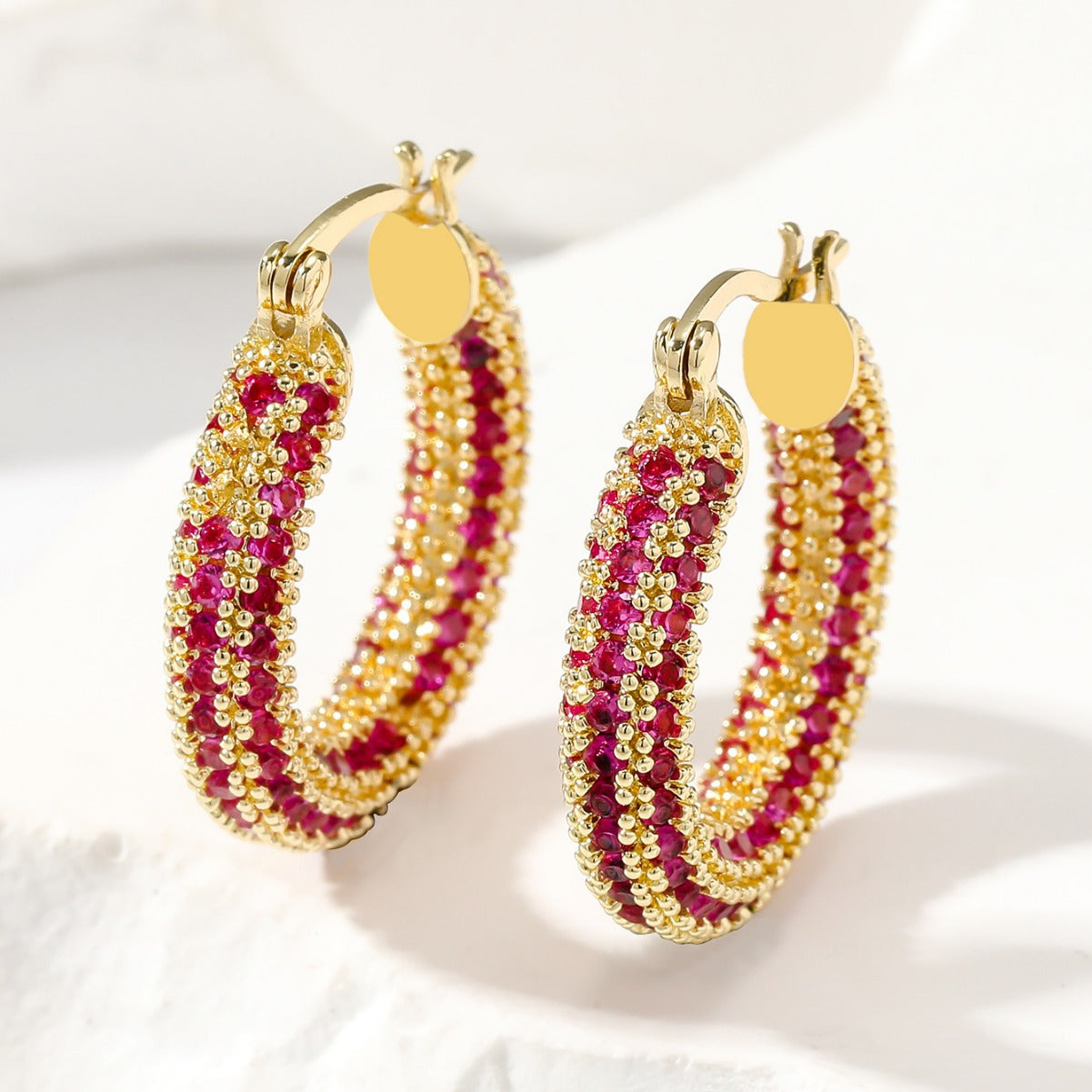 Wholesale  elegant simple fashion colorful circle earrings earrings micro inlaid zircon socialite style earrings