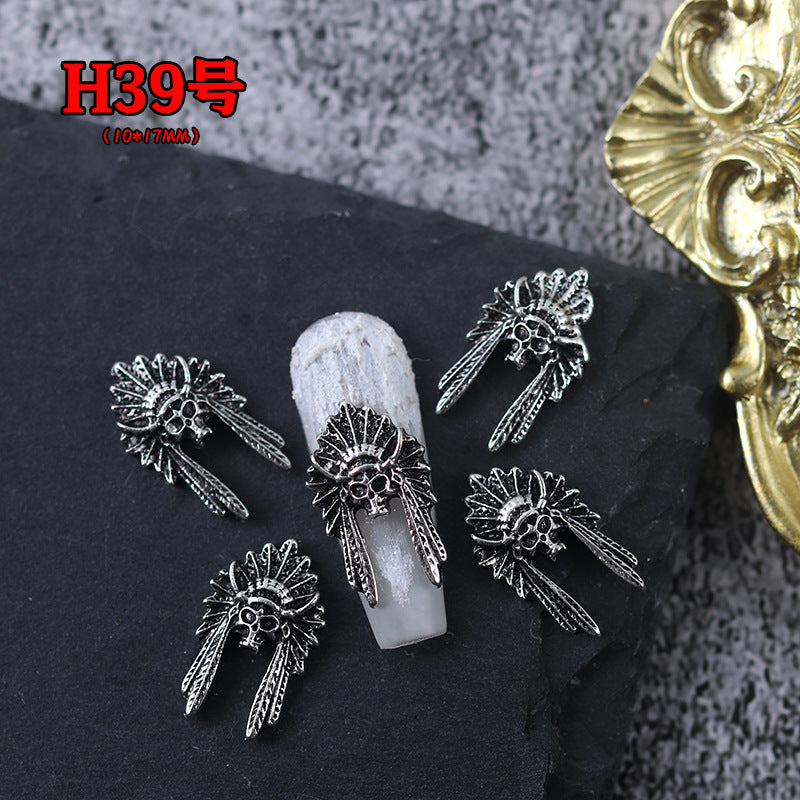 Wholesale Ancient Silver Alloy Angel Skull Nail Art Charms For  Dark Retro Style