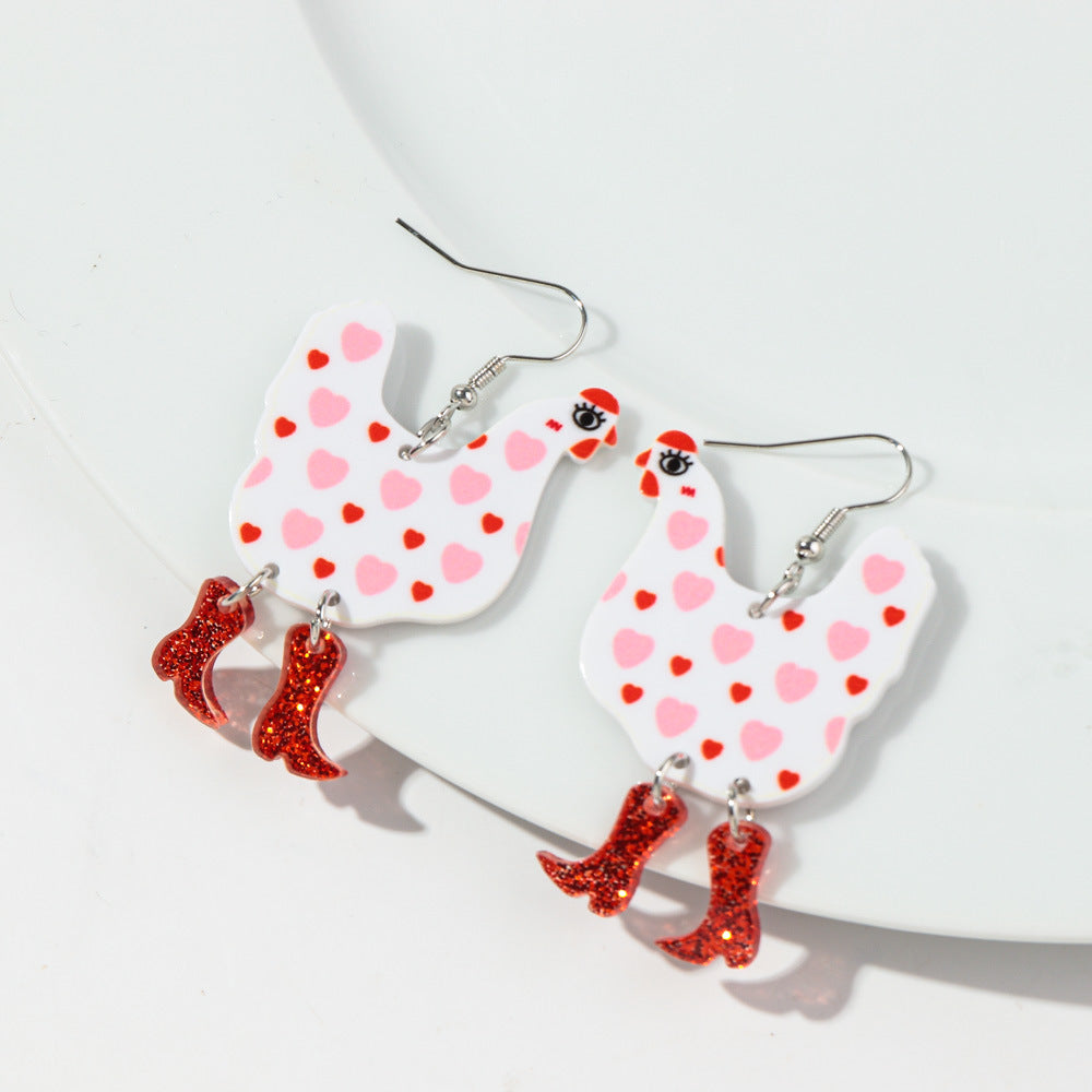 Wholesale Christmas Chicken Bell Acrylic Earrings