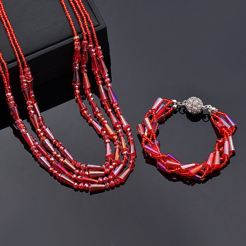 Wholesale Rhinestone Magnetic Clasp Multicolor Bar Crystal Beads Bracelet Necklace