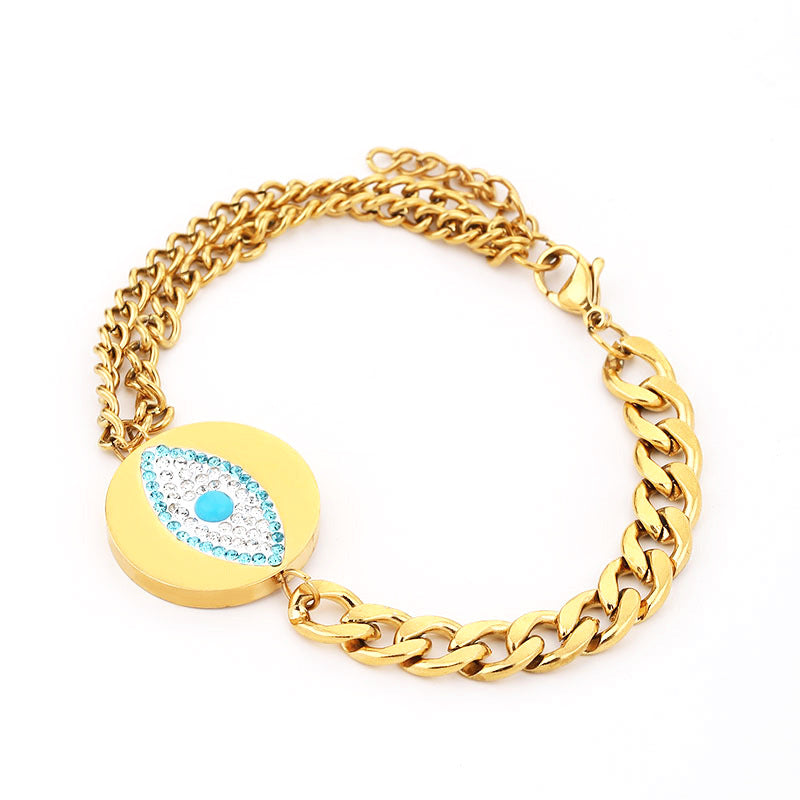 Wholesale Gute Double Layer Necklace Devil Eyes Earrings Ring Jewelry Set