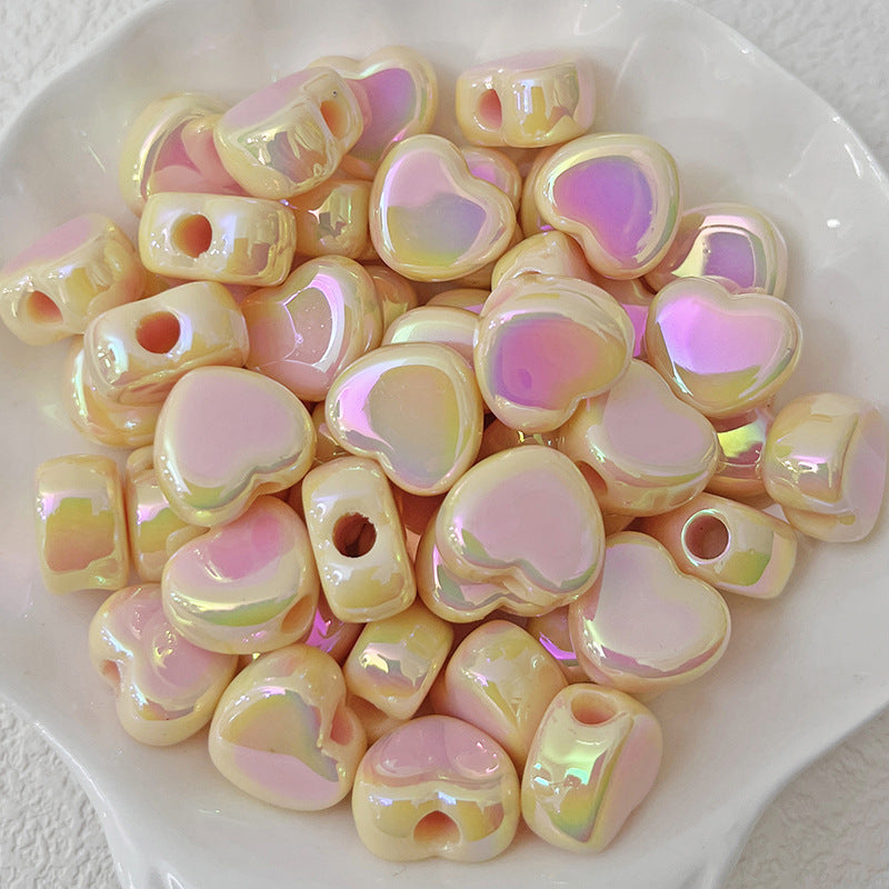 Wholesale Love Beads Two-color UV Plated Loose Beads