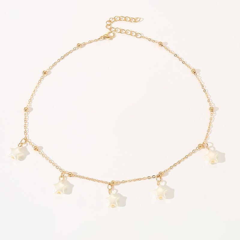 Wholesale Resin Bow Flower Love Pentagram Necklace