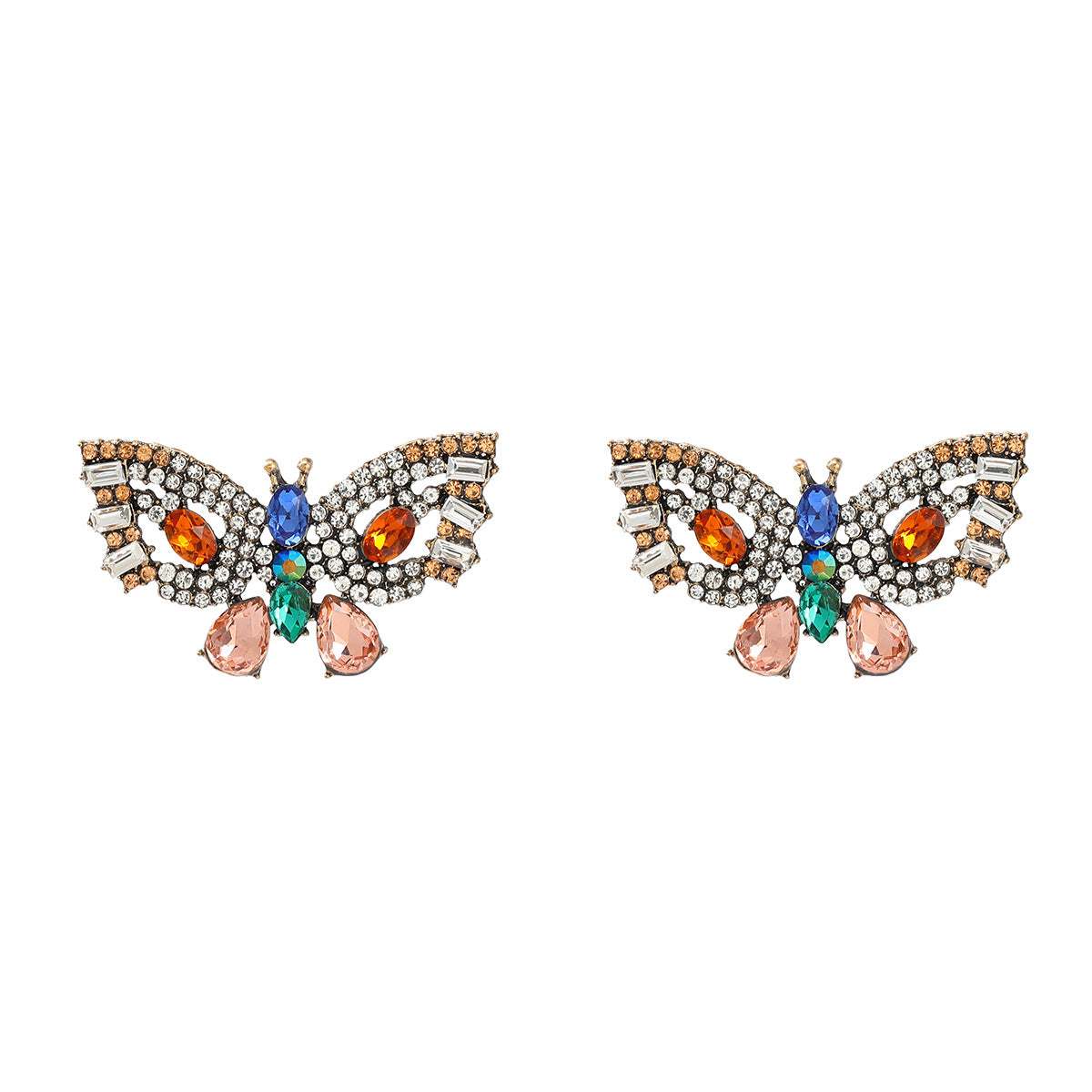 Wholesale Colorful Diamond Butterfly Earrings