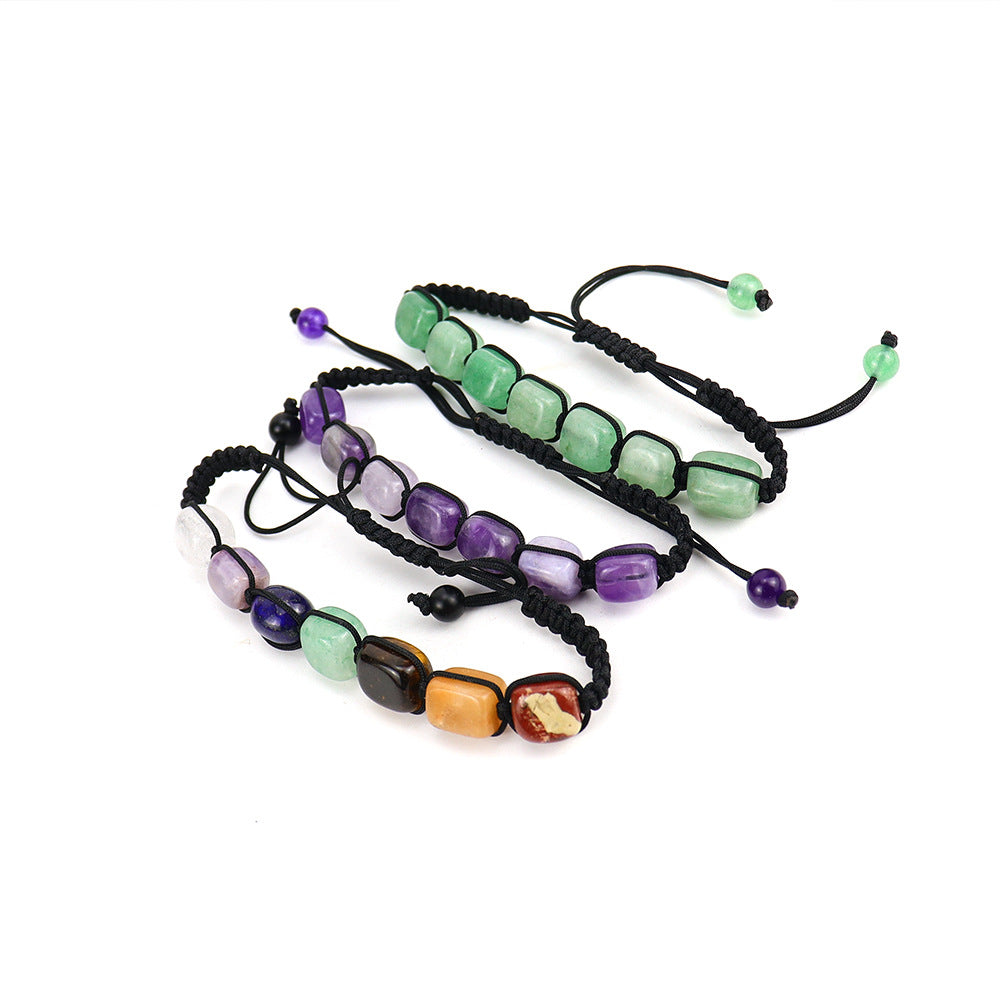 Wholesale Hand-woven Colorful Crystal Bracelet Rectangular Stone Bracelet