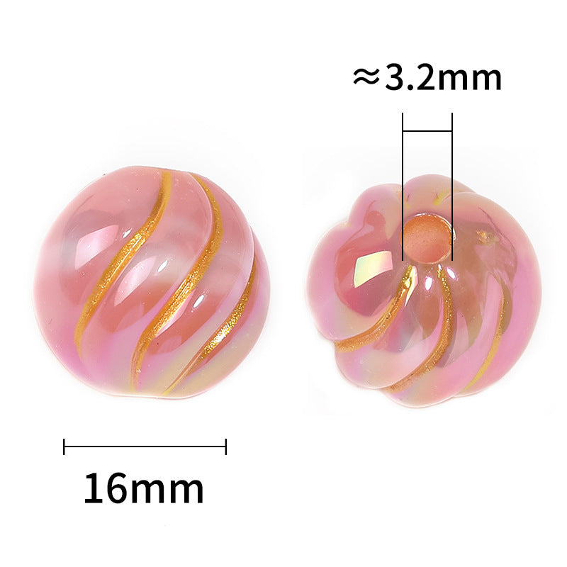 Wholesale 10pcs/pack  Gilded twisted round beads acrylic straight hole beads Acrylic Beads