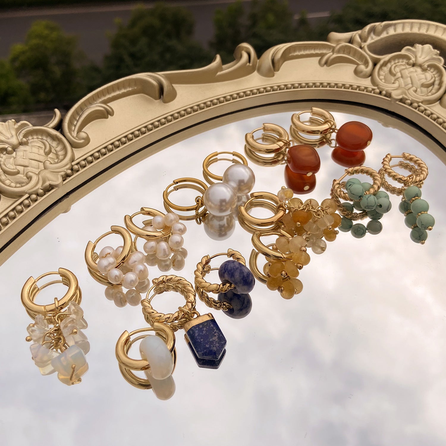 Pendientes de aleación de elementos de perlas de agua dulce al por mayor