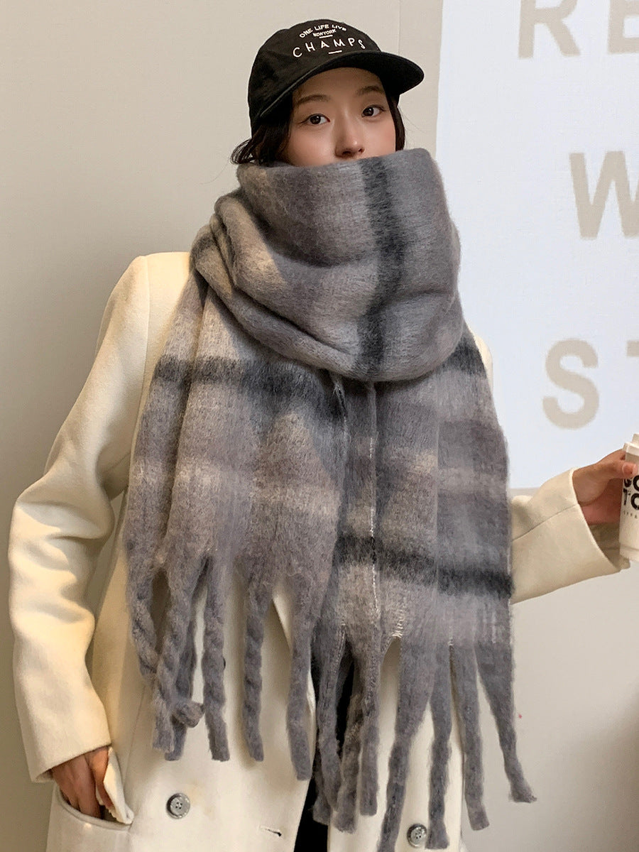 Wholesale Striped Brushed Colorful Warm Scarf for Winter