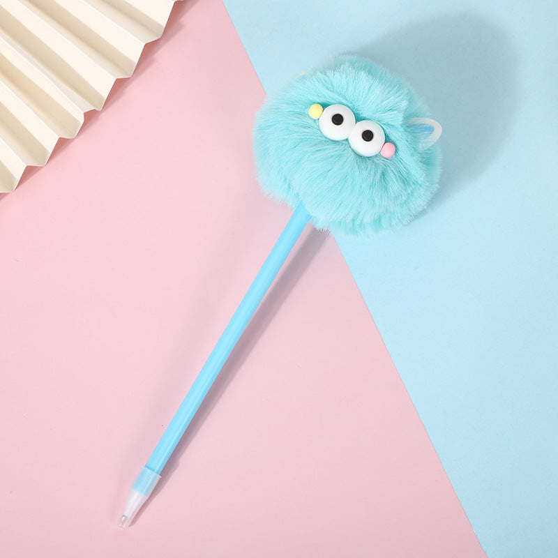 Wholesale Cute Little Monster Hair Ball Pen with Eyes