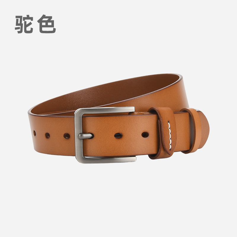 Wholesale Top-grain genuine leather men' s pin buckle casual belt