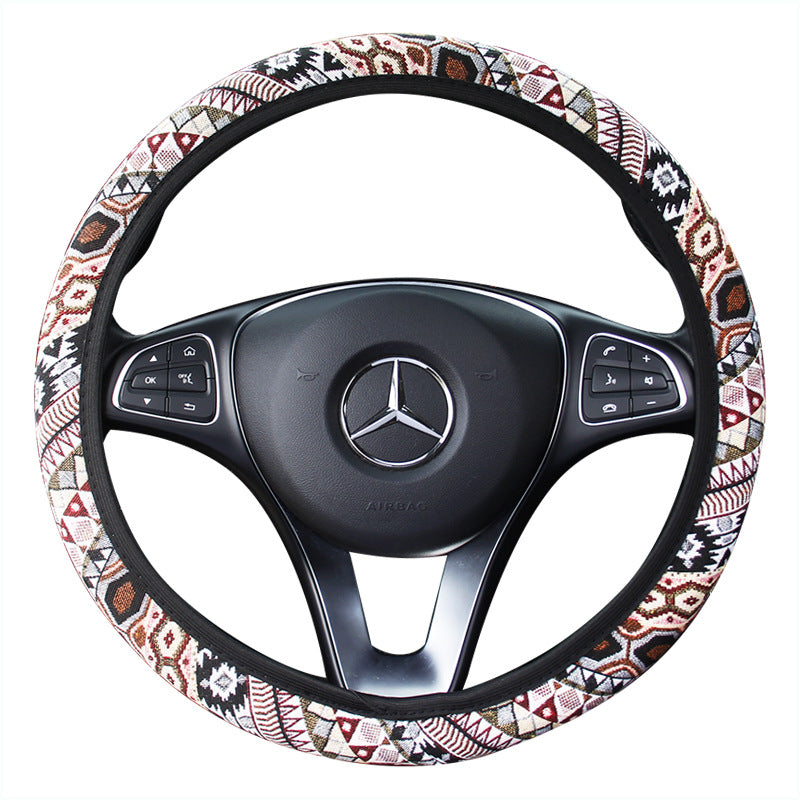 Wholesale Ethnic Style Linen Elastic Flax Car Steering Wheel Cover