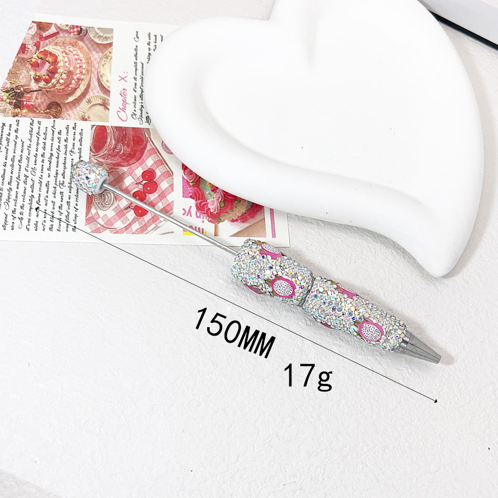Wholesale  5pcs Fruit Cartoon Cute Full Diamond Fancy Beadable Pens