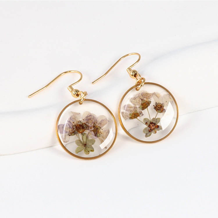 Wholesale 6pcs Mother of Pearl Sequins Real Flower Resin Earrings