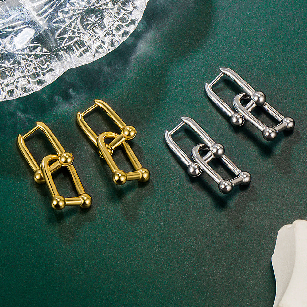 Wholesale Horseshoe Earrings Colorful Gold Earrings One Pair of Earrings