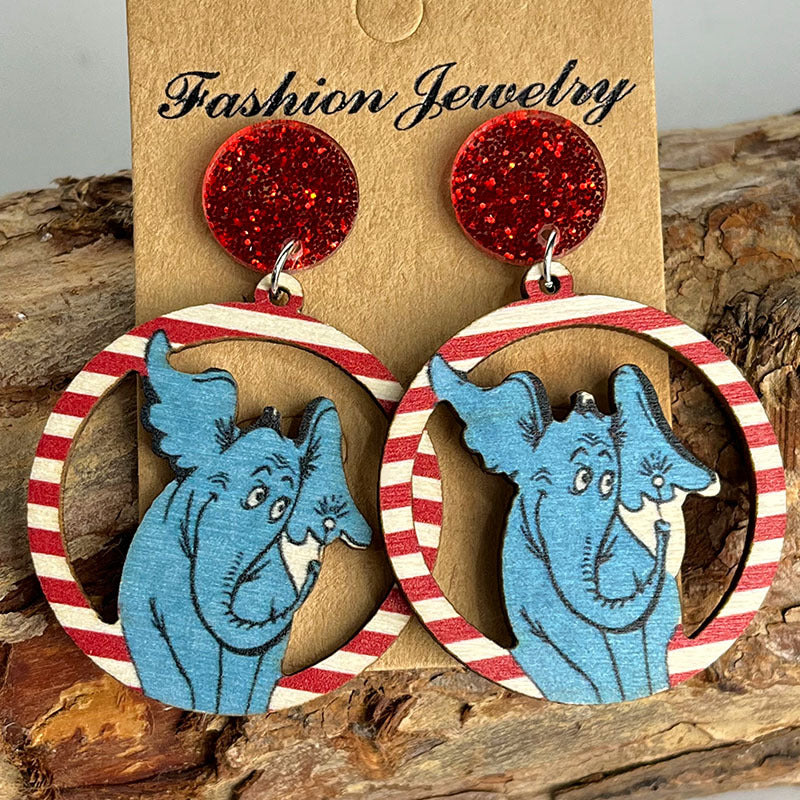 Wholesale Wood Printed Acrylic Fun Earrings