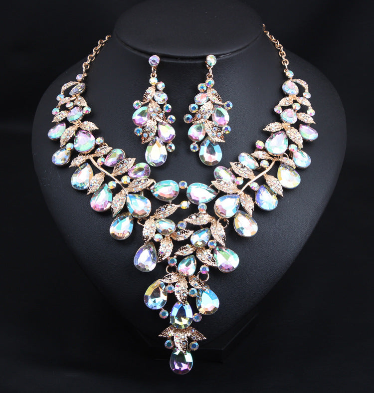 Wholesale Women's Evening Dress Accessories Large Waterdrop Necklace Earrings Set