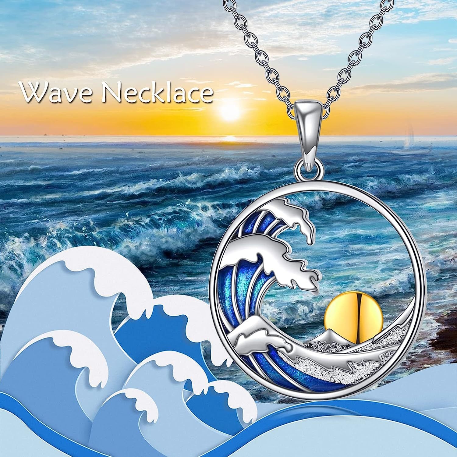 Wholesale Ocean Wave Sun Round Hollow Necklace